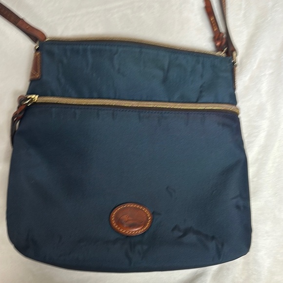 Dooney & Bourke Blue and Brown Logo Bag - Picture 4 of 14